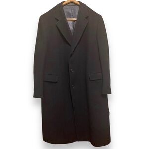 Men’s formal black wool overcoat 3 buttons classic traditional coat 42L